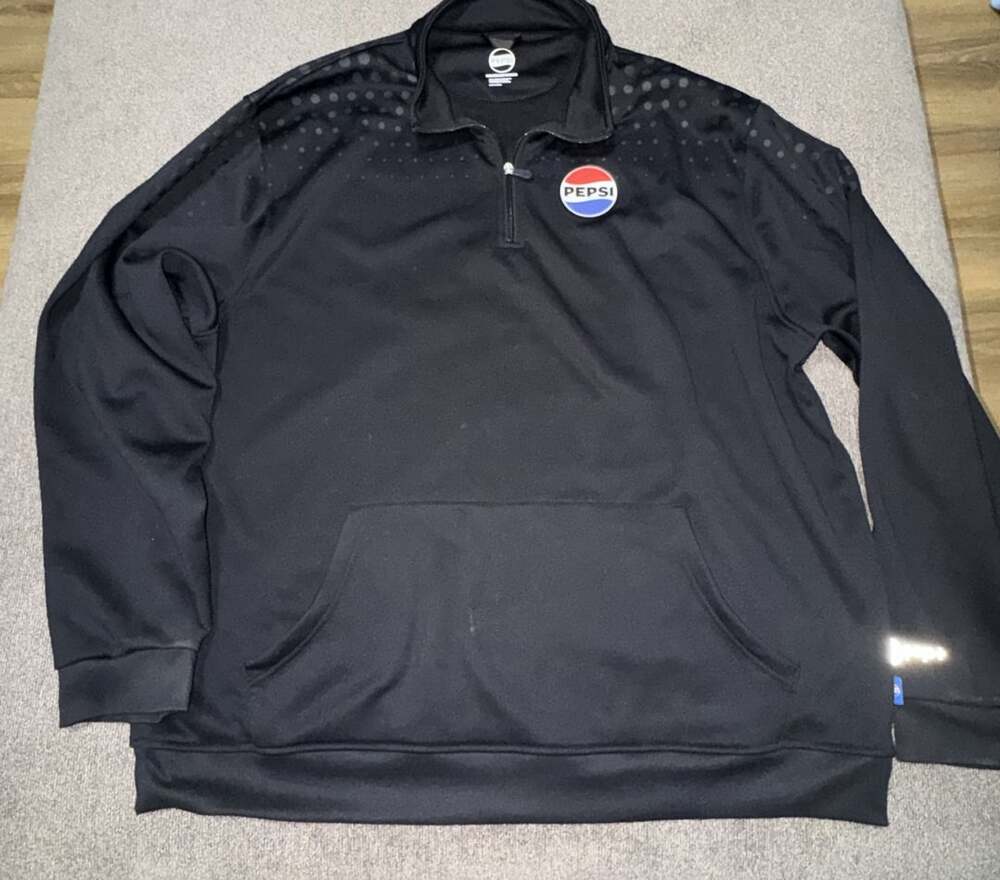 Pepsi Mens Black 1/4 Zip Pullover Sweatshirt Size Rare 5XL